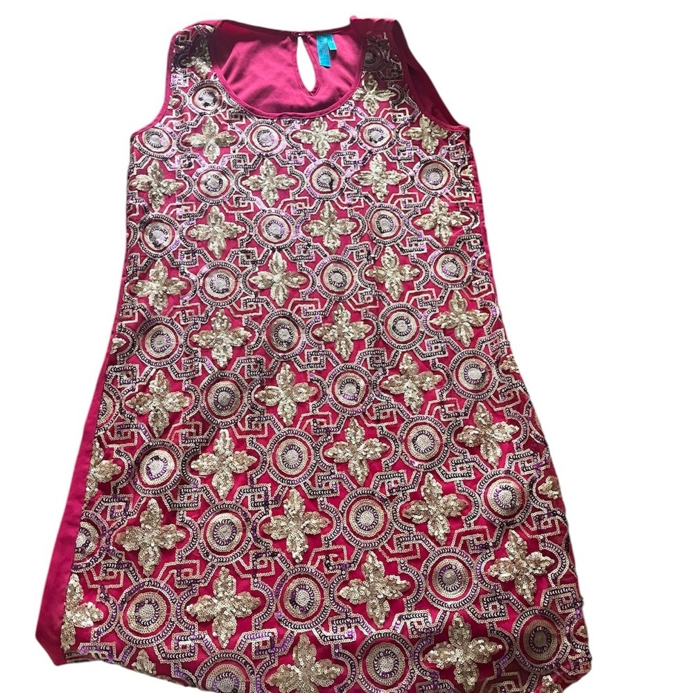 Francesca’s closet : Pink and Gold Patterned Sleeveless Dress - Picture 1 of 2
